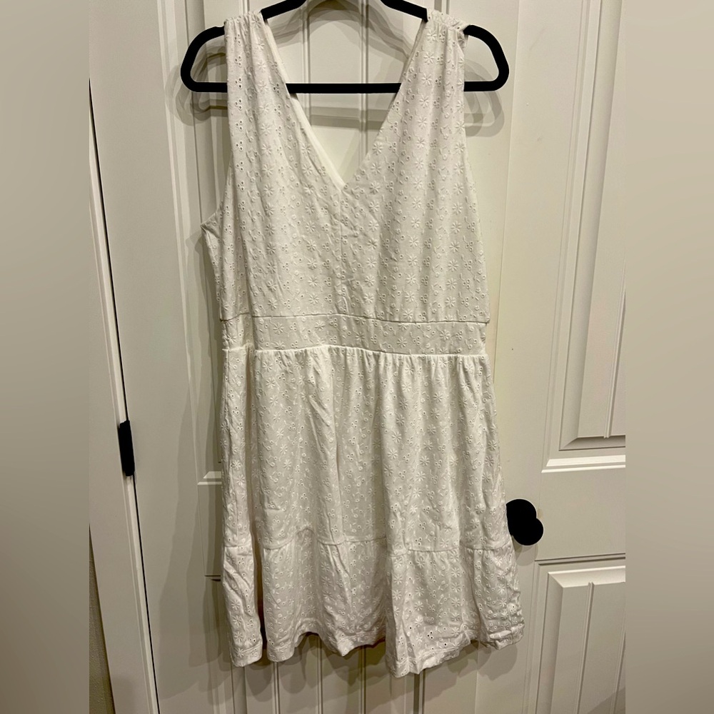 Loft XL white eyelet mini dress